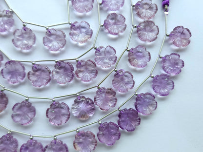 Pink Amethyst Flower Carving Beads