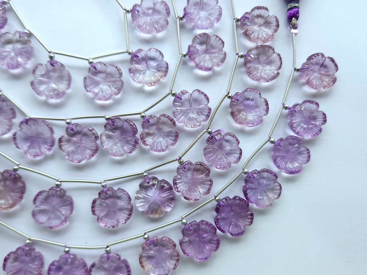 Pink Amethyst Flower Carving Beads
