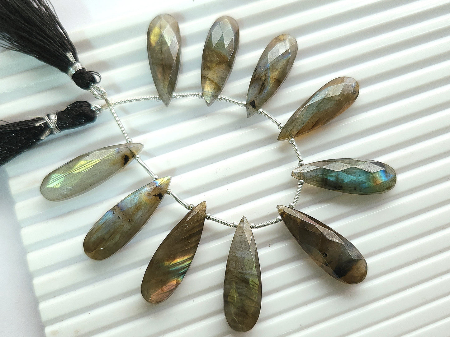 Labradorite Faceted Briolette Pear Shape Beads