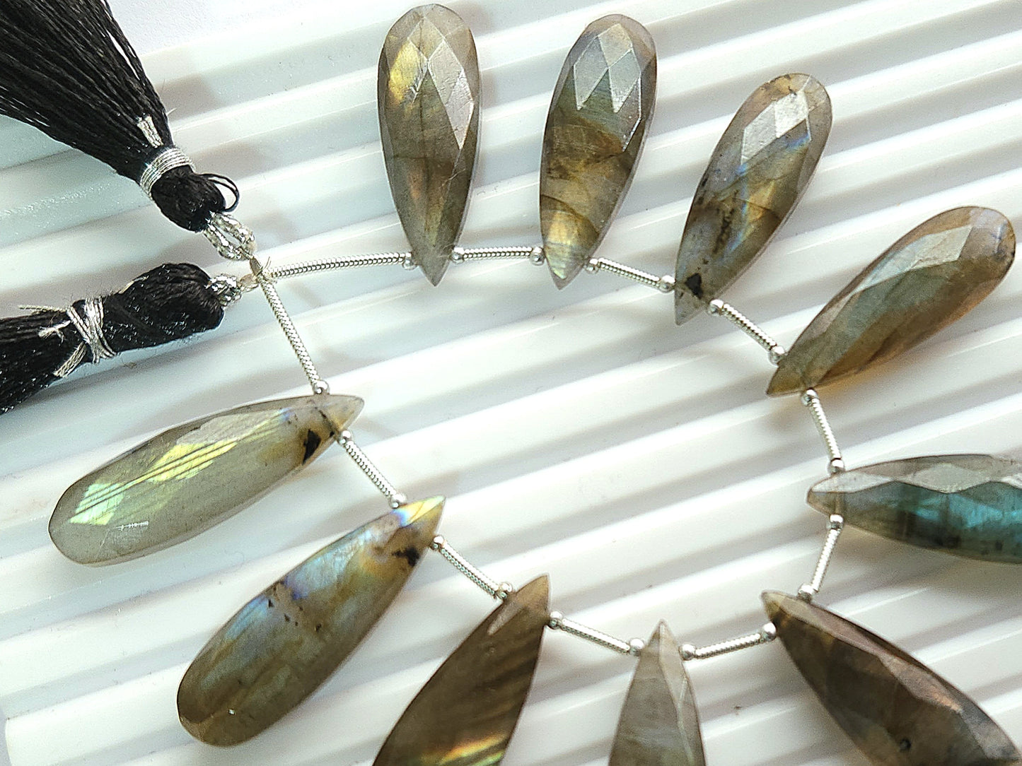 Labradorite Faceted Briolette Pear Shape Beads