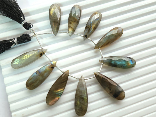 Labradorite Faceted Briolette Pear Shape Beads