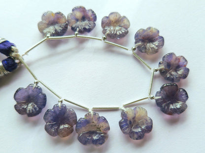 Natural Iolite Flower Carving Beads For Jewelry Making