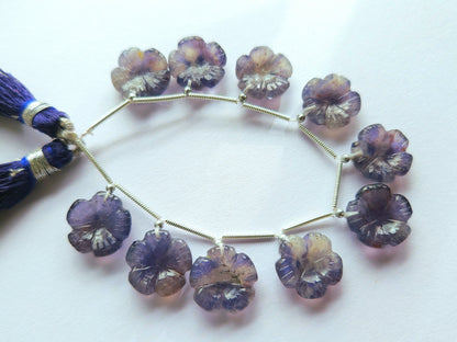Natural Iolite Flower Carving Beads For Jewelry Making
