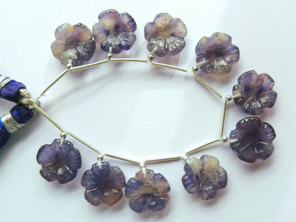 Natural Iolite Flower Carving Beads For Jewelry Making