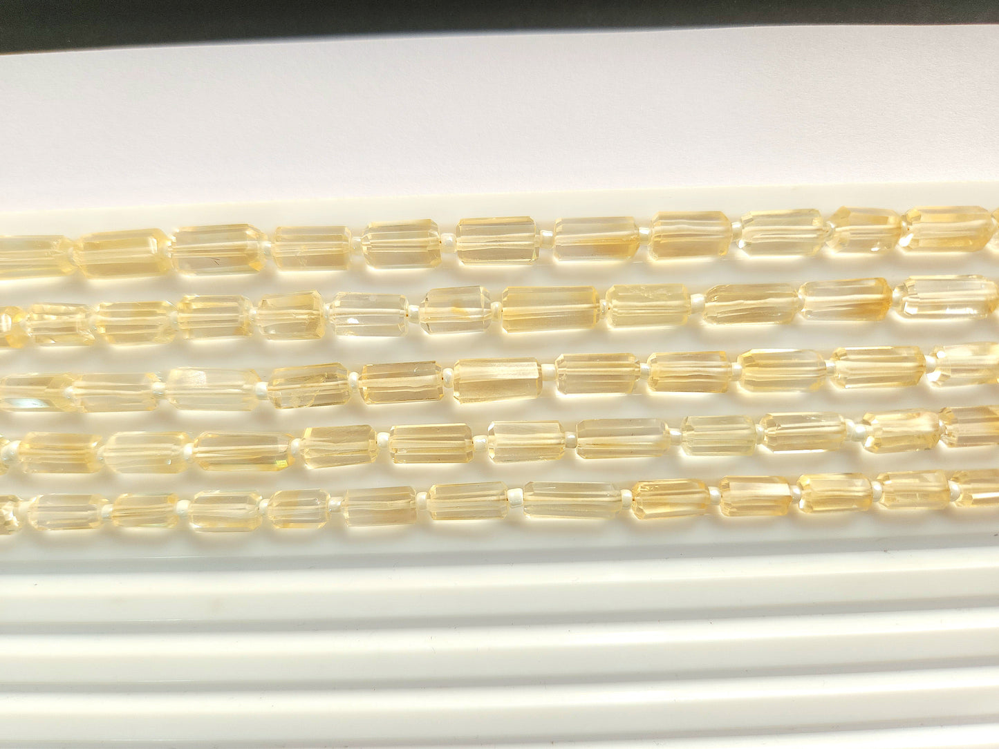 Natural Citrine Faceted Cylindrical Gemstone Beads