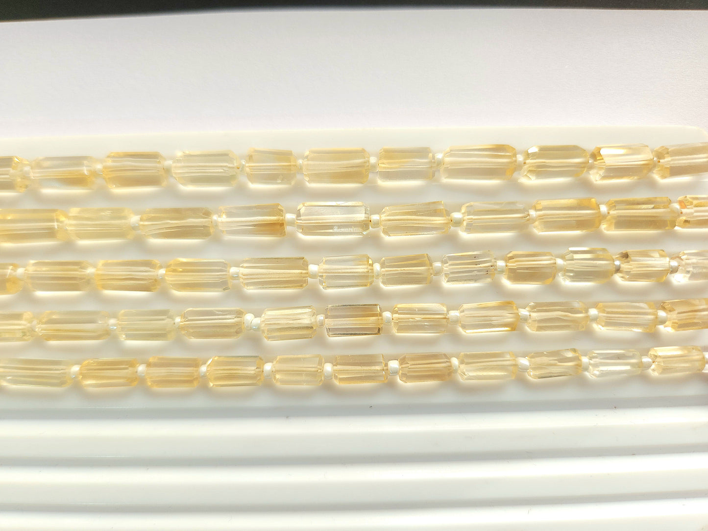 Natural Citrine Faceted Cylindrical Gemstone Beads