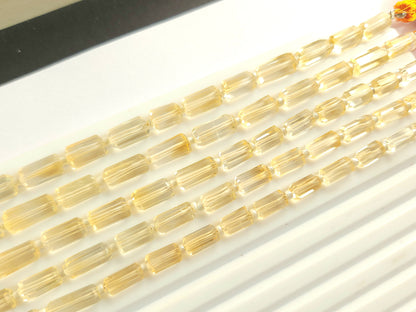 Natural Citrine Faceted Cylindrical Gemstone Beads