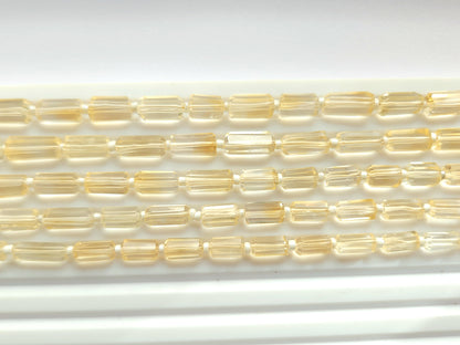 Natural Citrine Faceted Cylindrical Gemstone Beads