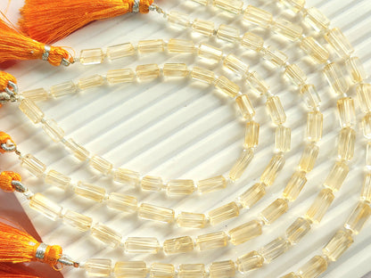 Natural Citrine Faceted Cylindrical Gemstone Beads