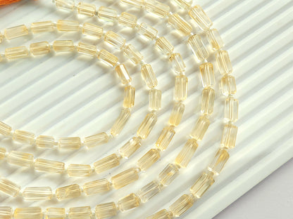 Natural Citrine Faceted Cylindrical Gemstone Beads