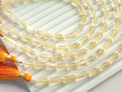 Natural Citrine Faceted Cylindrical Gemstone Beads