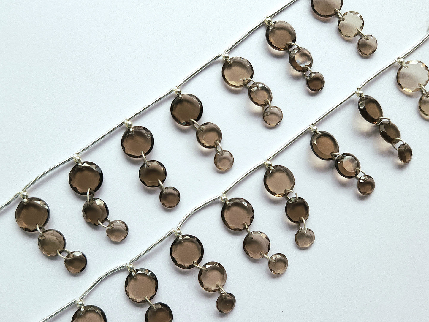 Natural Smoky Quartz Faceted Round Cut Beads