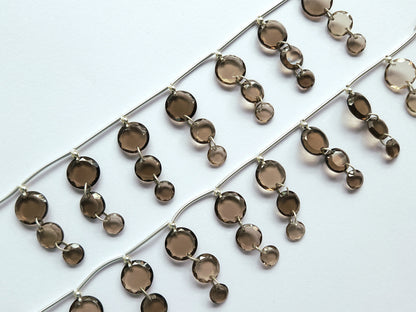 Natural Smoky Quartz Faceted Round Cut Beads