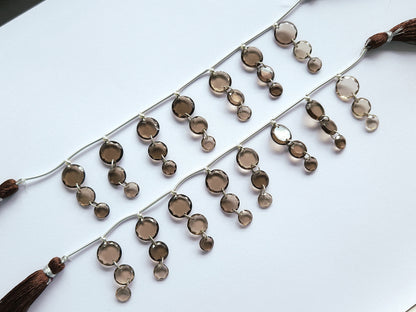 Natural Smoky Quartz Faceted Round Cut Beads