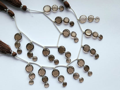 Natural Smoky Quartz Faceted Round Cut Beads