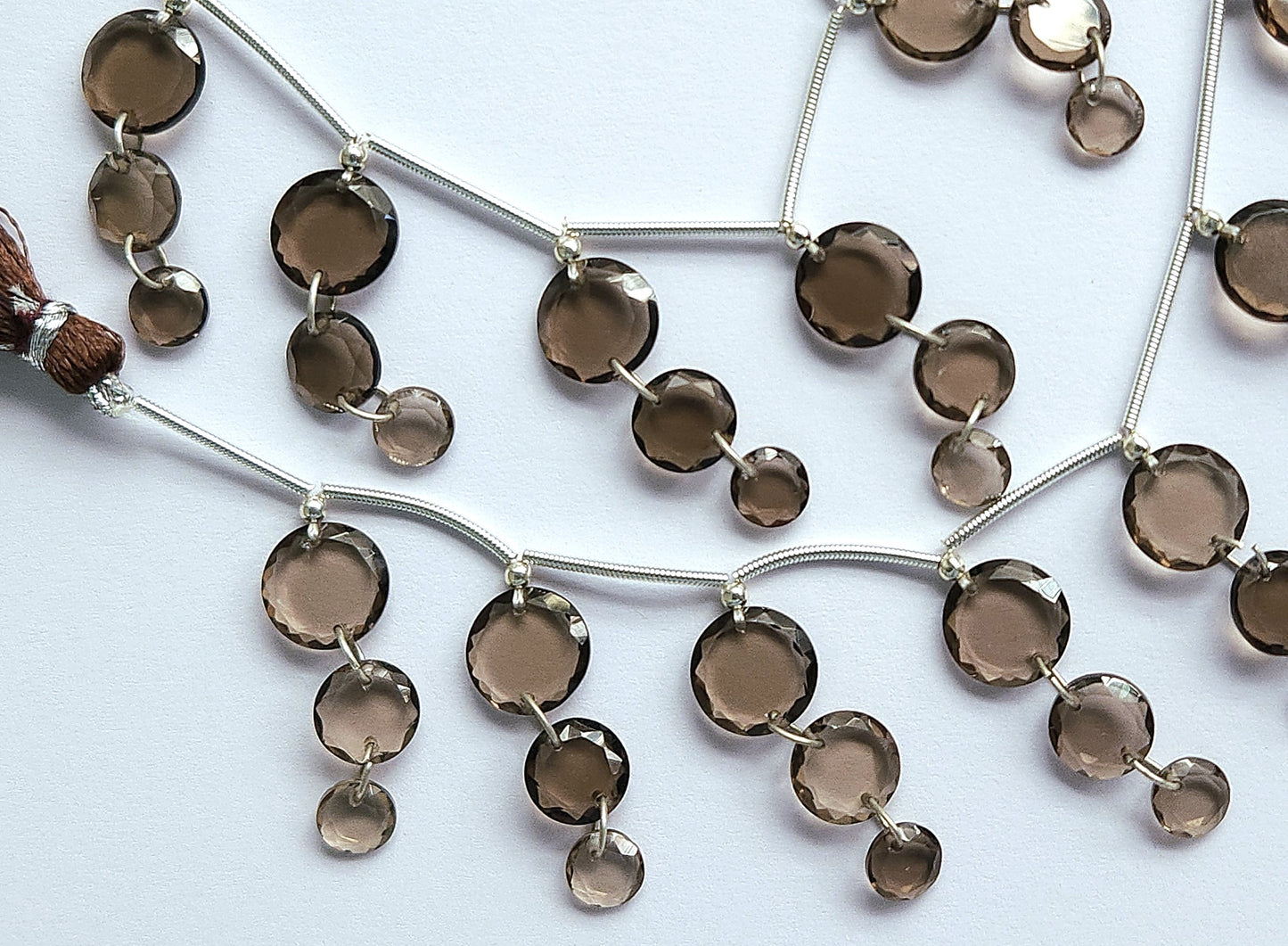 Natural Smoky Quartz Faceted Round Cut Beads
