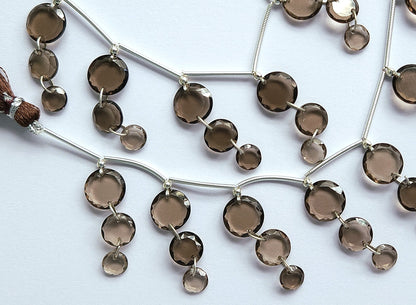 Natural Smoky Quartz Faceted Round Cut Beads