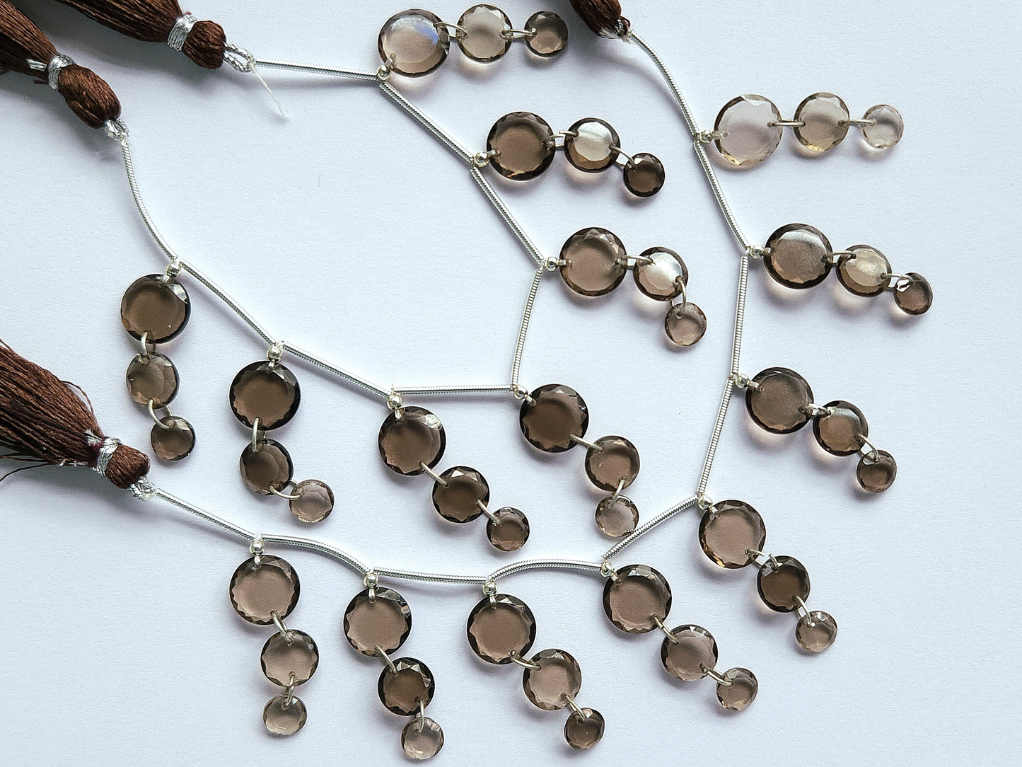 Natural Smoky Quartz Faceted Round Cut Beads