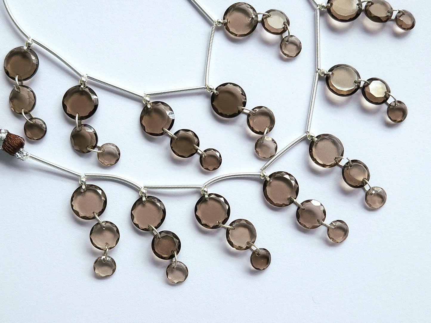 Natural Smoky Quartz Faceted Round Cut Beads