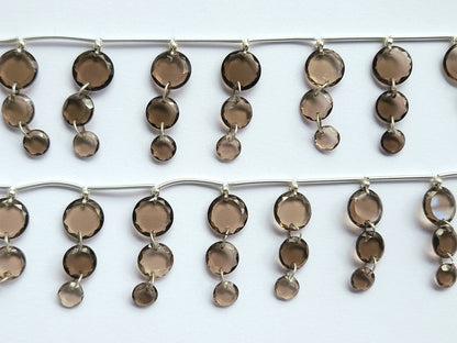 Natural Smoky Quartz Faceted Round Cut Beads