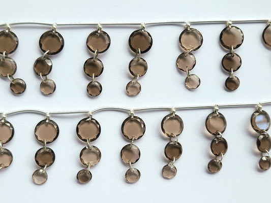 Natural Smoky Quartz Faceted Round Cut Beads