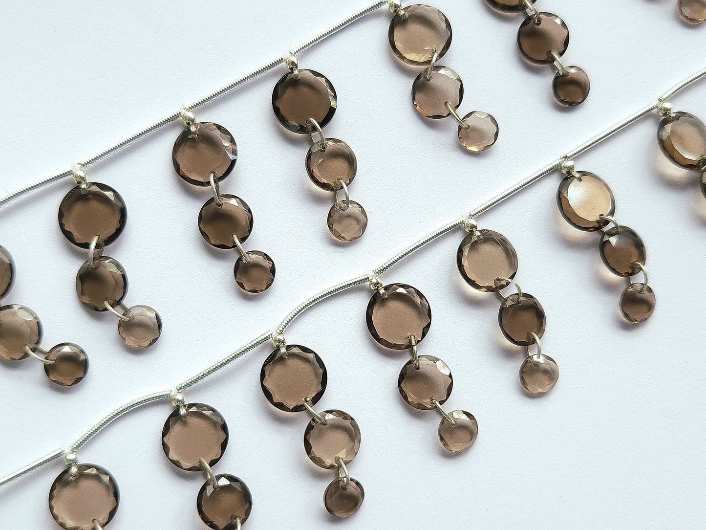 Natural Smoky Quartz Faceted Round Cut Beads