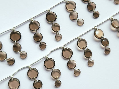 Natural Smoky Quartz Faceted Round Cut Beads