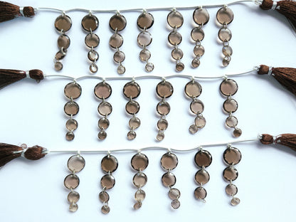 Natural Smoky Quartz Faceted Round Cut Beads