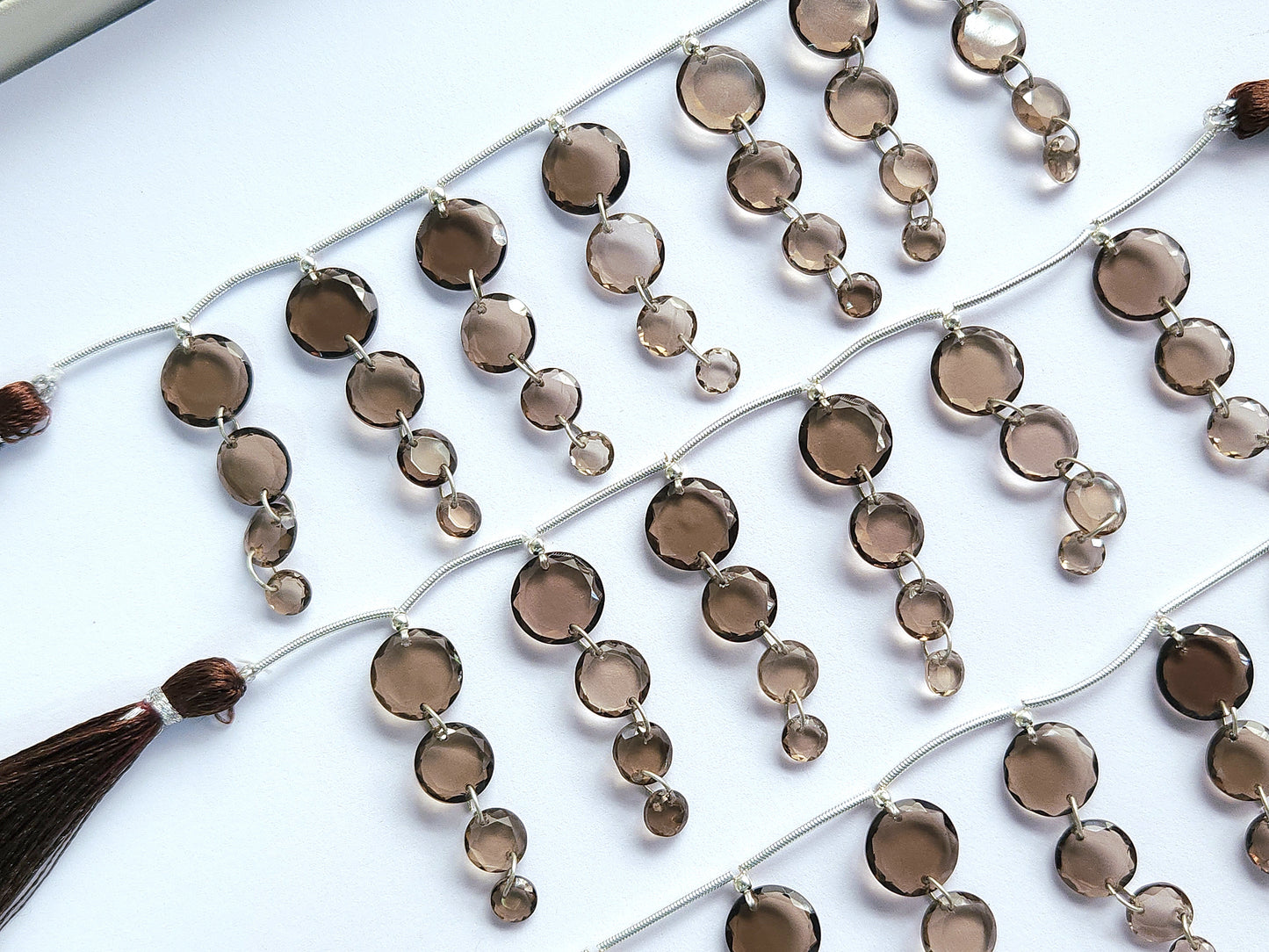 Natural Smoky Quartz Faceted Round Cut Beads