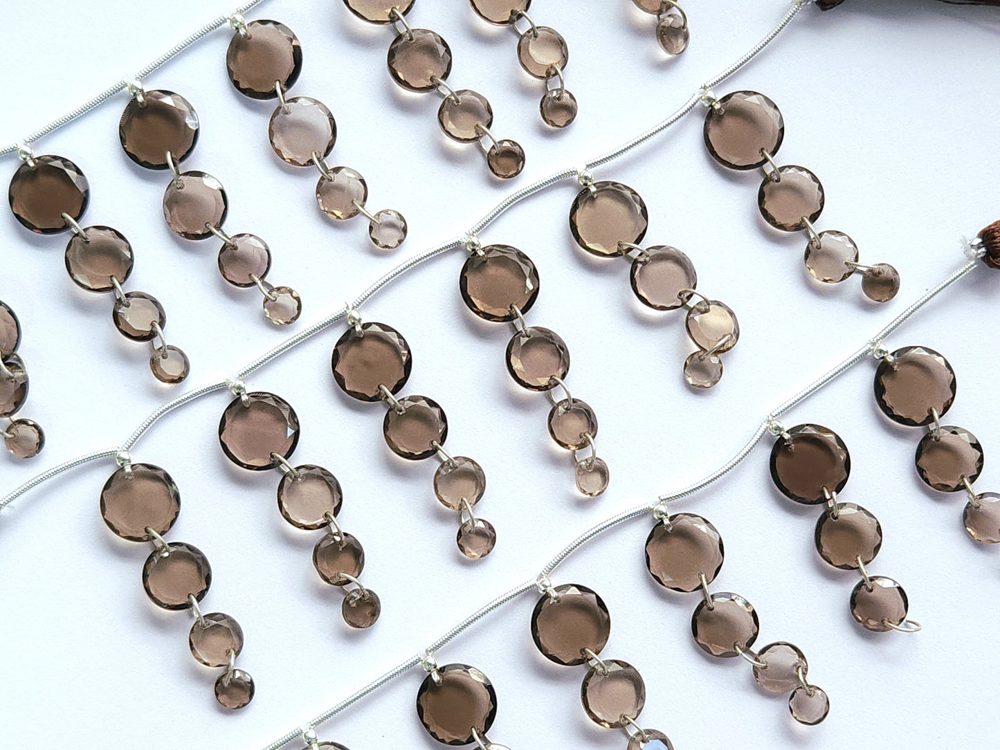 Natural Smoky Quartz Faceted Round Cut Beads