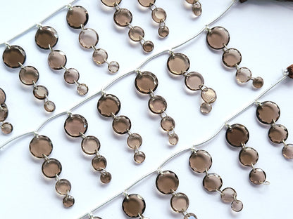 Natural Smoky Quartz Faceted Round Cut Beads