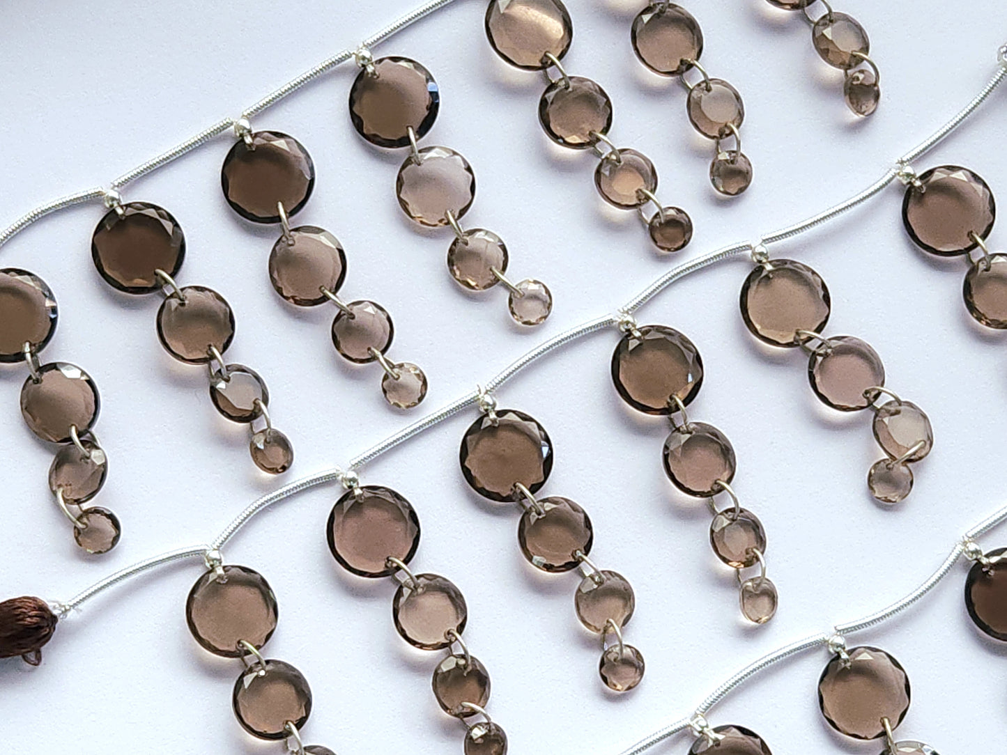 Natural Smoky Quartz Faceted Round Cut Beads