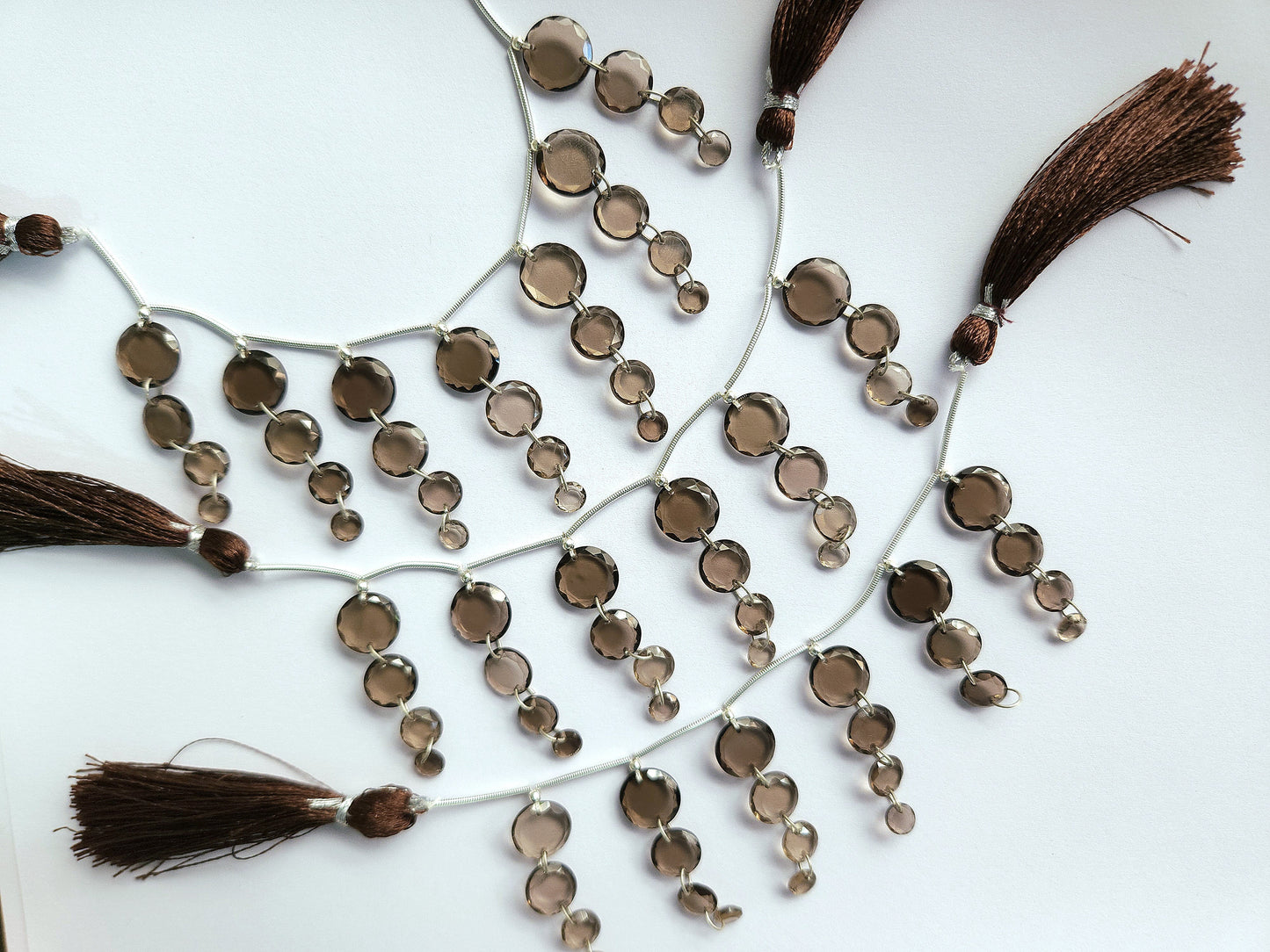Natural Smoky Quartz Faceted Round Cut Beads