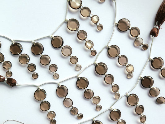 Natural Smoky Quartz Faceted Round Cut Beads