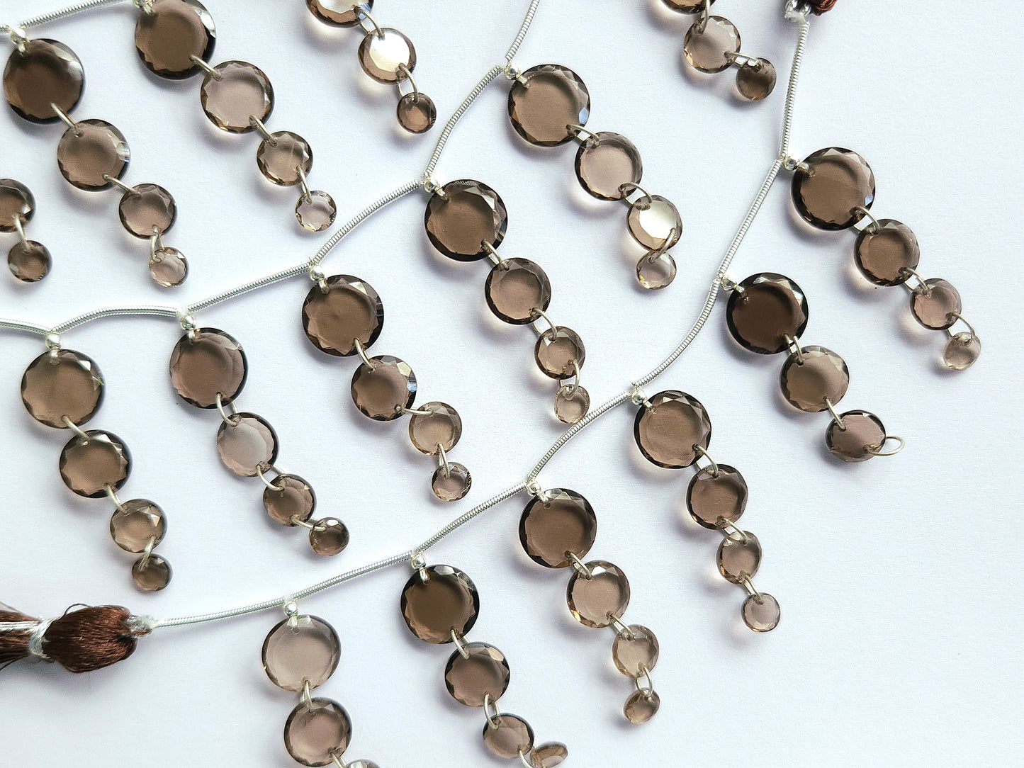 Natural Smoky Quartz Faceted Round Cut Beads
