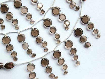 Natural Smoky Quartz Faceted Round Cut Beads