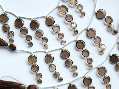 Natural Smoky Quartz Faceted Round Cut Beads