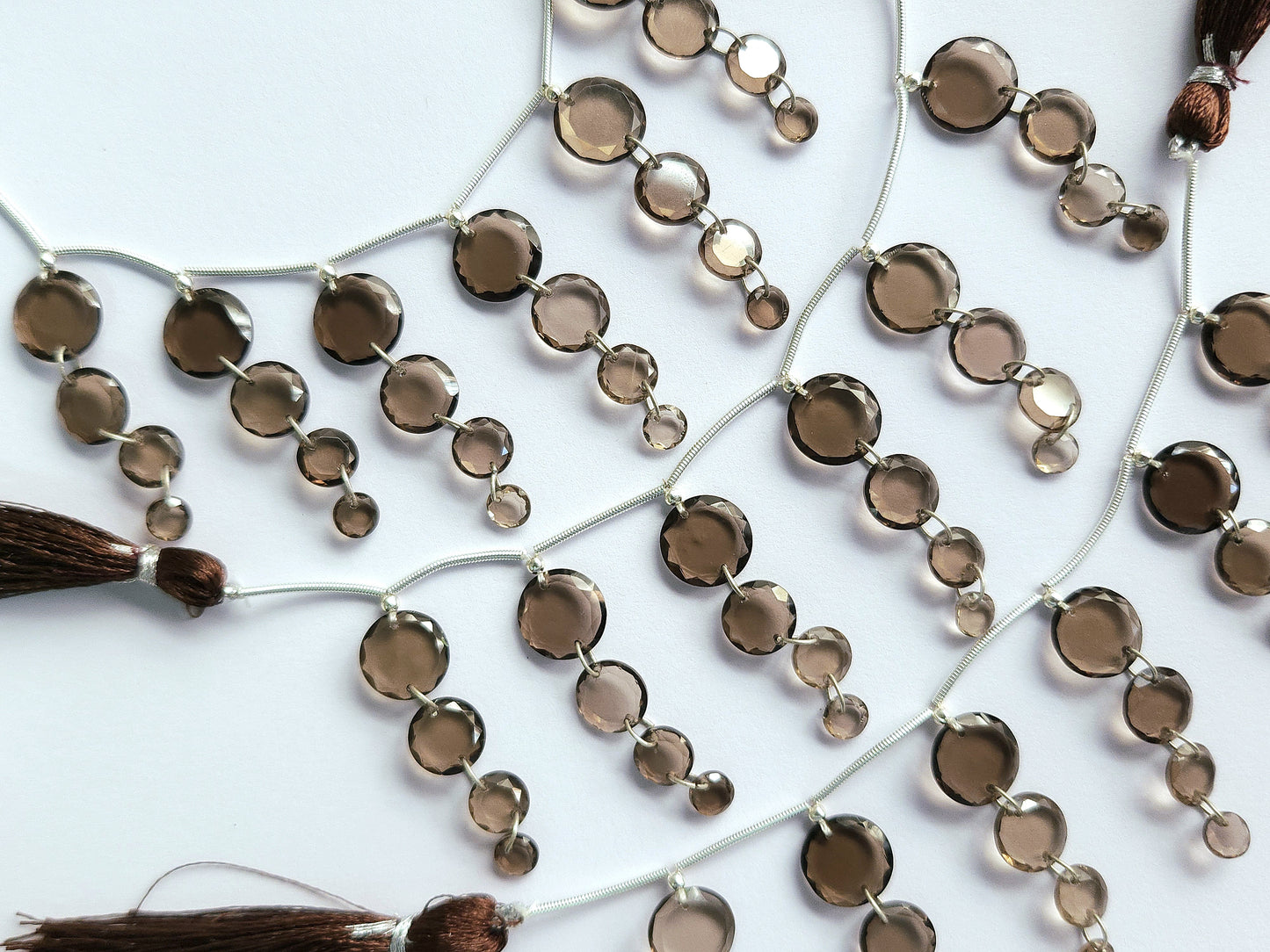 Natural Smoky Quartz Faceted Round Cut Beads