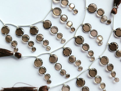 Natural Smoky Quartz Faceted Round Cut Beads