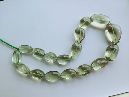Natural Green Amethyst Gemstone Smooth Tumble Shape Beads