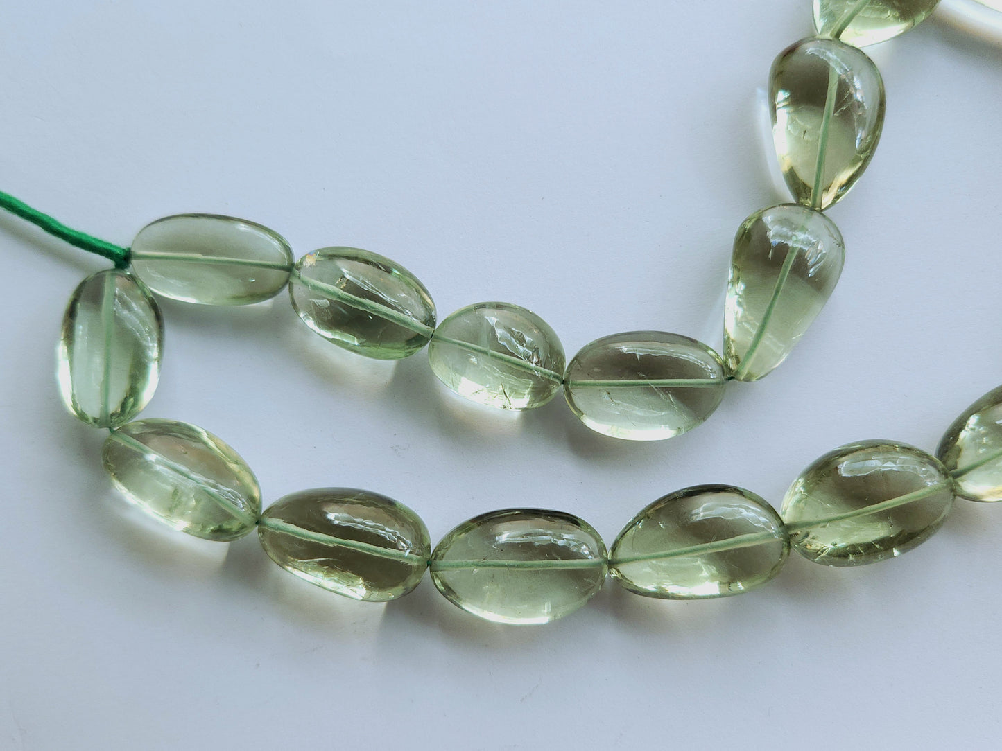 Natural Green Amethyst Gemstone Smooth Tumble Shape Beads