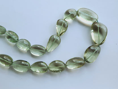 Natural Green Amethyst Gemstone Smooth Tumble Shape Beads