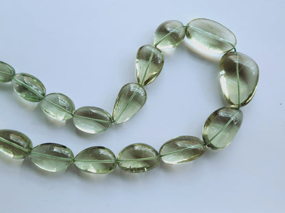 Natural Green Amethyst Gemstone Smooth Tumble Shape Beads