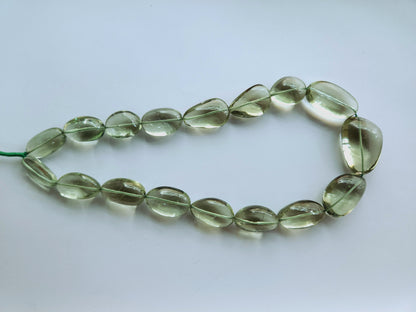 Natural Green Amethyst Gemstone Smooth Tumble Shape Beads