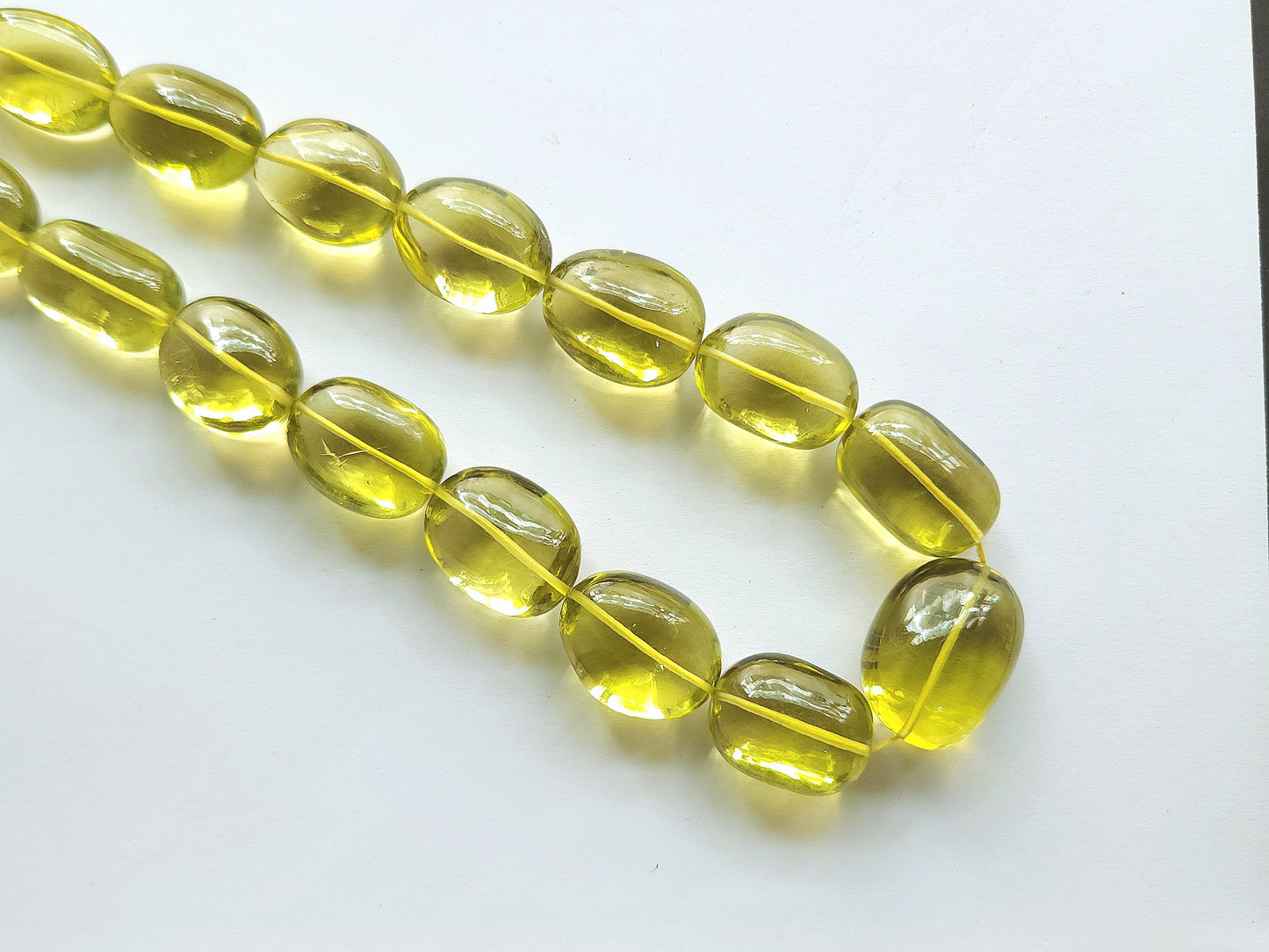 Natural Lemon Green Gold Gemstone Smooth Tumble Shape Beads
