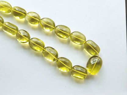 Natural Lemon Green Gold Gemstone Smooth Tumble Shape Beads
