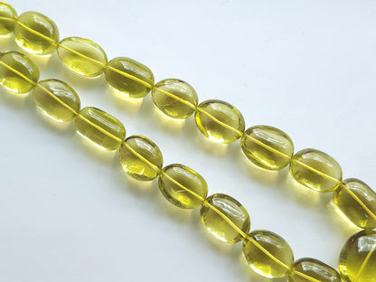 Natural Lemon Green Gold Gemstone Smooth Tumble Shape Beads