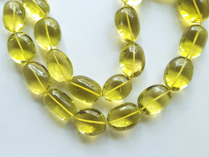 Natural Lemon Green Gold Gemstone Smooth Tumble Shape Beads
