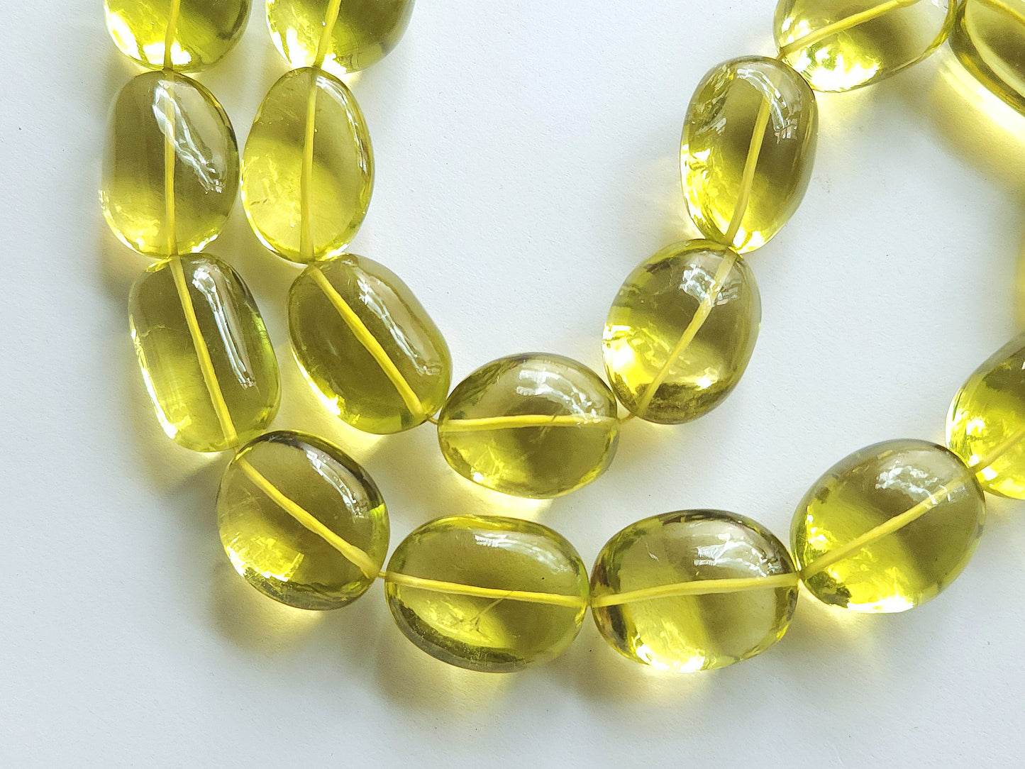 Natural Lemon Green Gold Gemstone Smooth Tumble Shape Beads