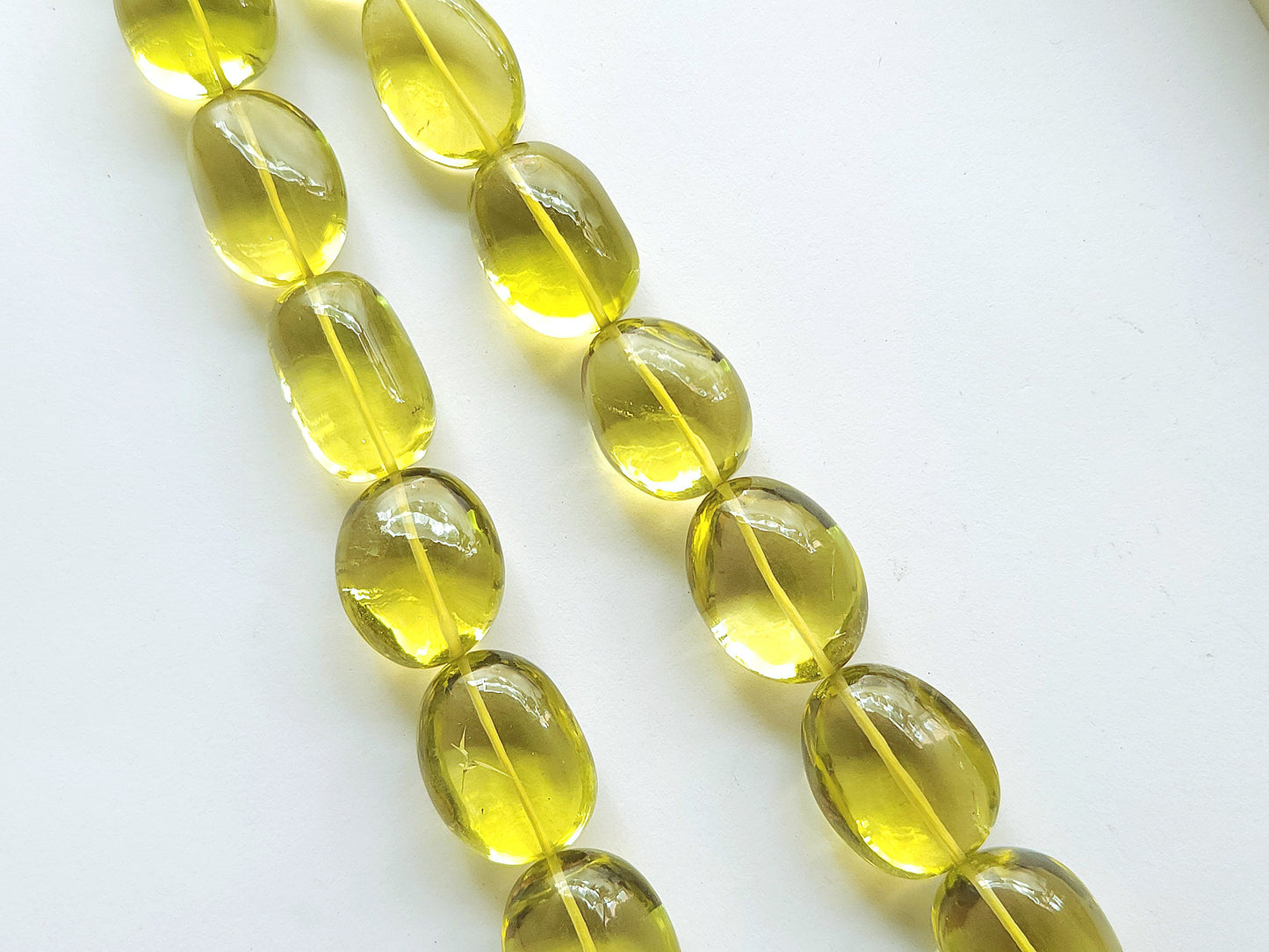 Natural Lemon Green Gold Gemstone Smooth Tumble Shape Beads